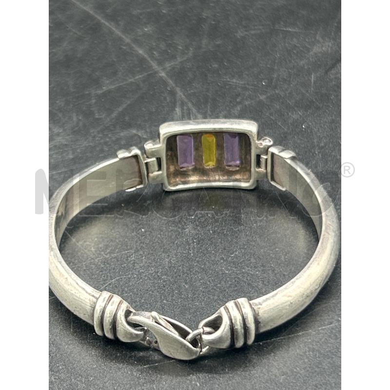 BRACCIALE ARG CENTRALE RETT  PIETRE VIOLA GIALLA | Mercatino dell'Usato Roma rebibbia 2