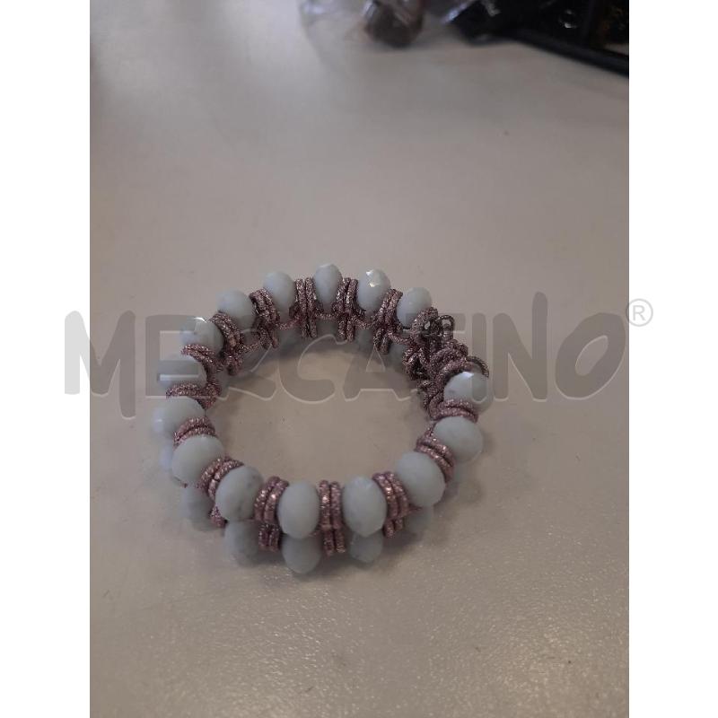 BRACCIALE DOPPIO  PIETRE BIANCHE CATENA ROSA | Mercatino dell'Usato Roma rebibbia 1