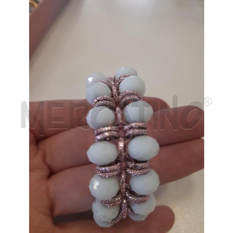 BRACCIALE DOPPIO  PIETRE BIANCHE CATENA ROSA | Mercatino dell'Usato Roma rebibbia 2