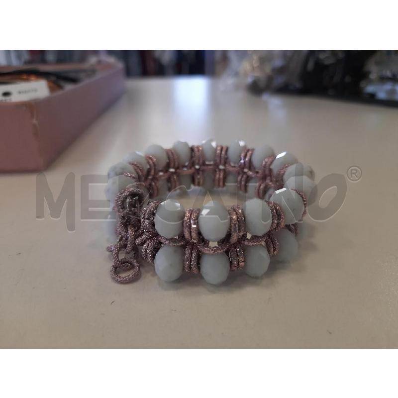 BRACCIALE DOPPIO  PIETRE BIANCHE CATENA ROSA | Mercatino dell'Usato Roma rebibbia 3