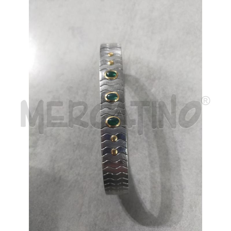 BRACCIALE ELASTICO CROMATO INSERTI DOR OVALI VERDI | Mercatino dell'Usato Roma rebibbia 1