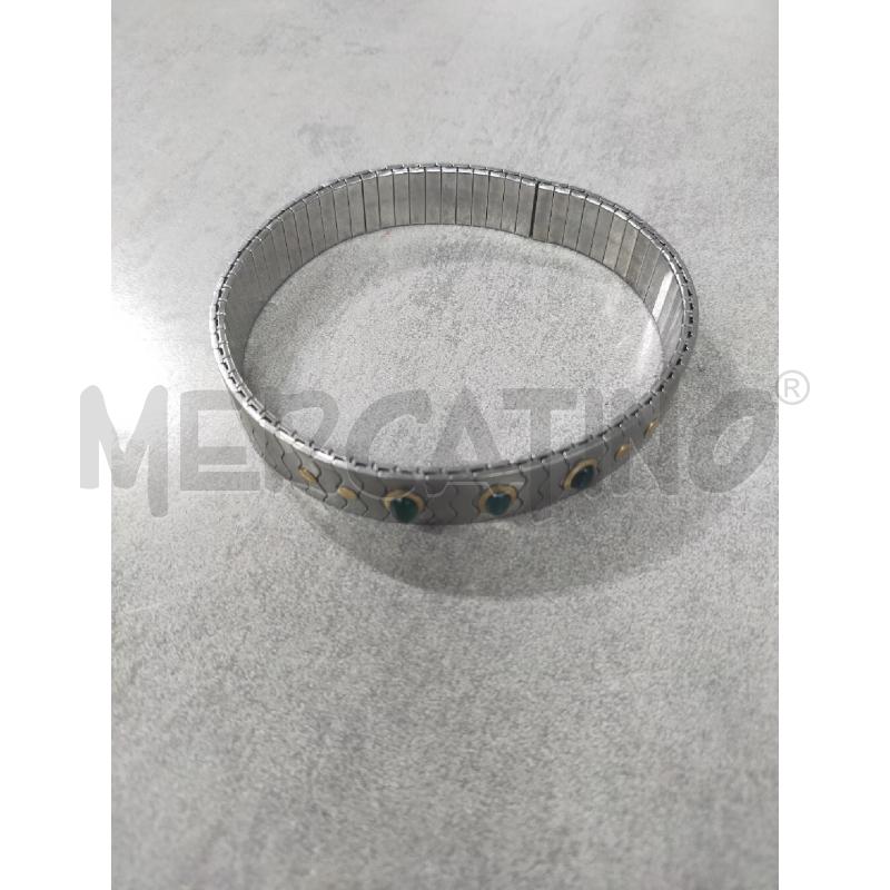 BRACCIALE ELASTICO CROMATO INSERTI DOR OVALI VERDI | Mercatino dell'Usato Roma rebibbia 4