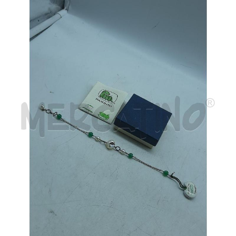 BRACCIALE PARRINI ARGENTO PERLE SFERE VERDI | Mercatino dell'Usato Roma rebibbia 1