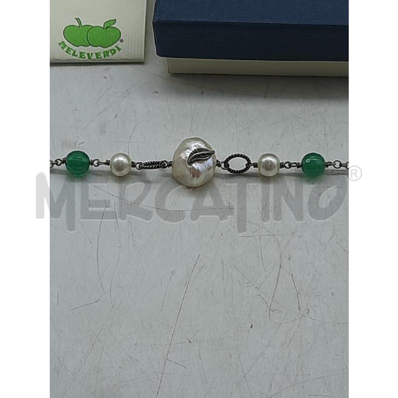 BRACCIALE PARRINI ARGENTO PERLE SFERE VERDI | Mercatino dell'Usato Roma rebibbia 2