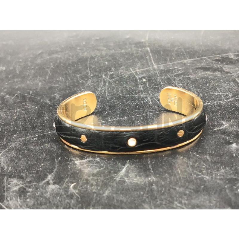 BRACCIALE TOD'S RIGIDO DORATO PELLE NERA STRASS INCASTONATI SEGNI DI USURA  | Mercatino dell'Usato Roma rebibbia 1