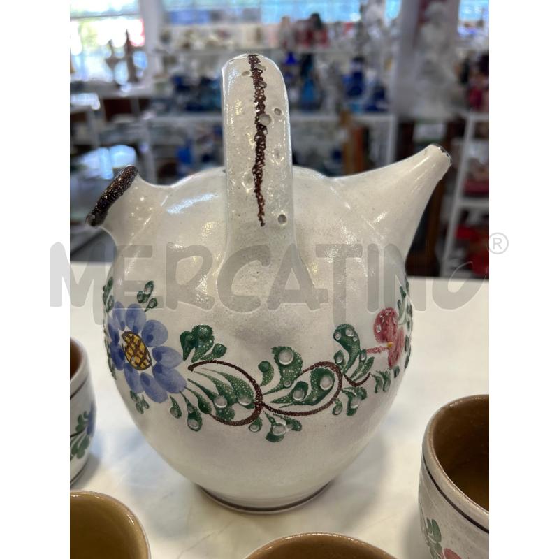 BROCCA CERAMICA BIANCA DECORATA +4 BICCHIERI | Mercatino dell'Usato Roma rebibbia 2