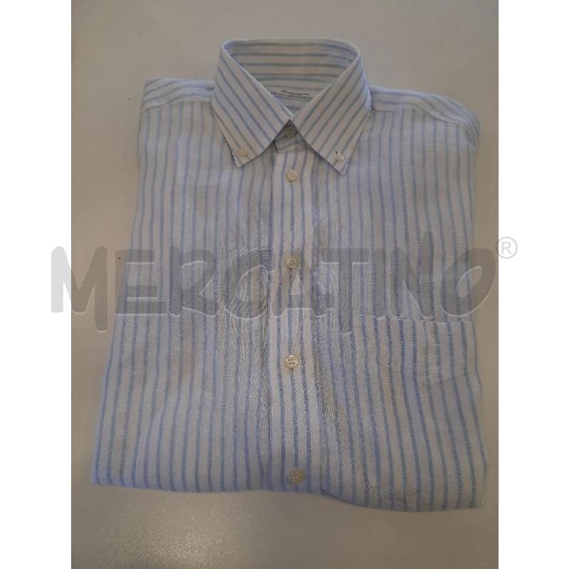 CAMICIA UOMO CAMICISSIMA 100% LINO BIANGA RIGHE BLU | Mercatino dell'Usato Roma rebibbia 1