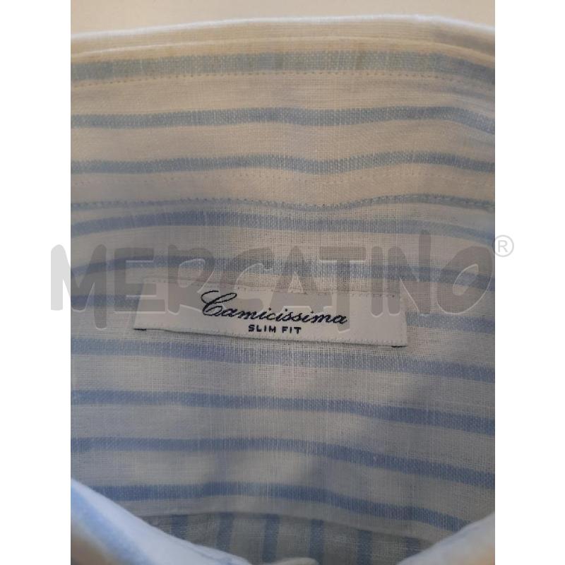CAMICIA UOMO CAMICISSIMA 100% LINO BIANGA RIGHE BLU | Mercatino dell'Usato Roma rebibbia 2