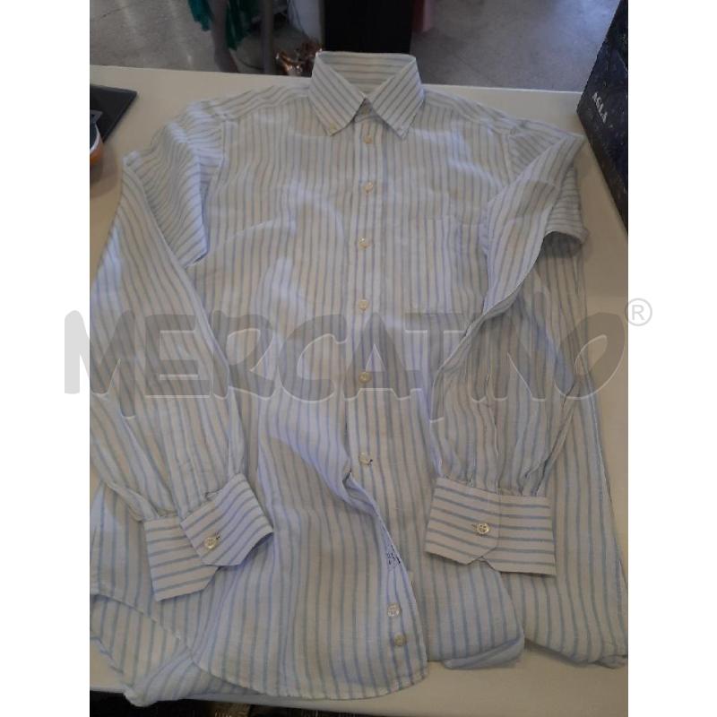 CAMICIA UOMO CAMICISSIMA 100% LINO BIANGA RIGHE BLU | Mercatino dell'Usato Roma rebibbia 3