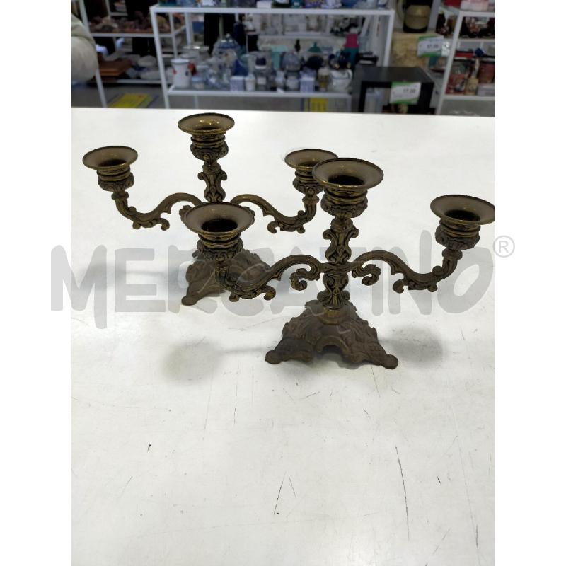 CANDELABRI PZ. 2 OTTONE 3 CANDELE | Mercatino dell'Usato Roma rebibbia 1