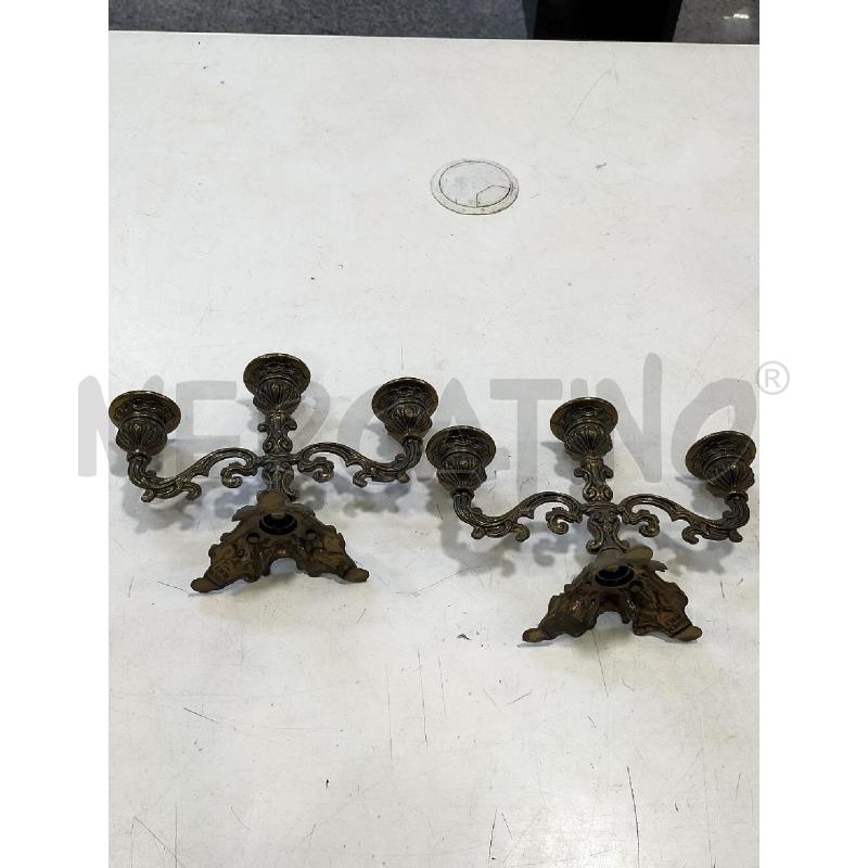 CANDELABRI PZ. 2 OTTONE 3 CANDELE | Mercatino dell'Usato Roma rebibbia 2