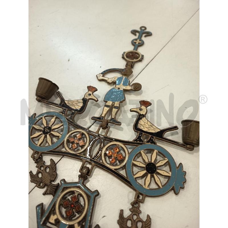 CANDELABRO GRECO BIZANTINOSMALTO BIANCO AZZURRO | Mercatino dell'Usato Roma rebibbia 2