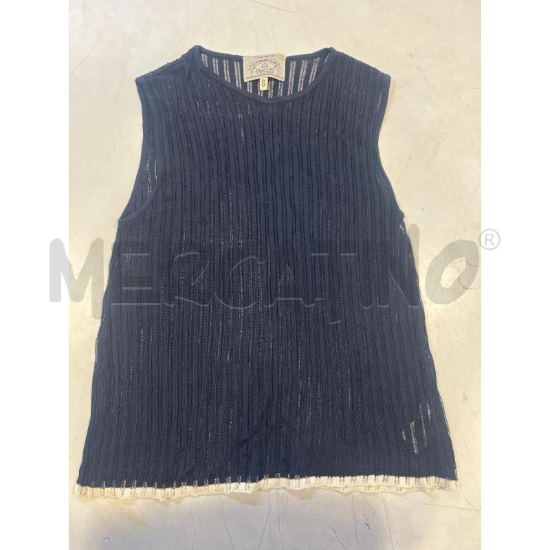 CANOTTA DONNA ARMANI RIGHE TRASPARENTI BLU BIANCA  | Mercatino dell'Usato Roma rebibbia 1