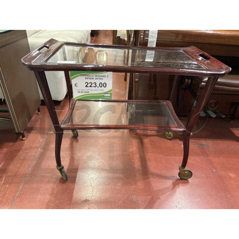 CARRELLO MOGANO 2 RIPIANI VETRO | Mercatino dell'Usato Roma rebibbia 1