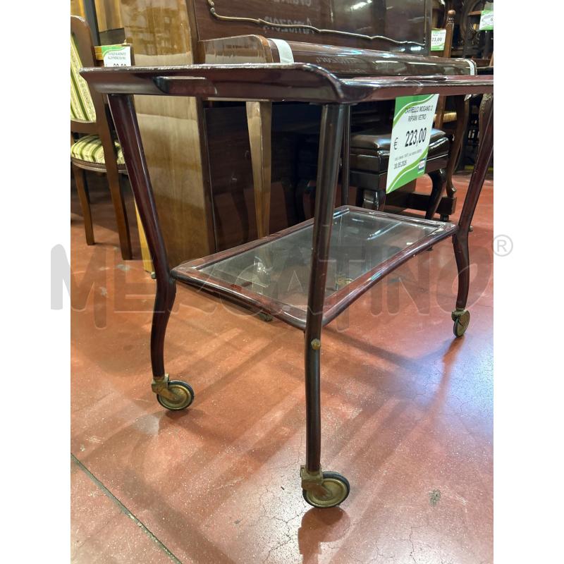 CARRELLO MOGANO 2 RIPIANI VETRO | Mercatino dell'Usato Roma rebibbia 2