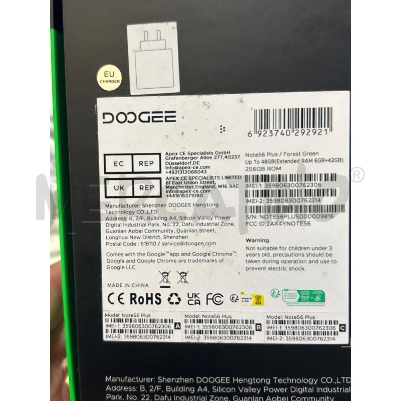 CELLULARE DOOGEE NOTE 56 PLUS | Mercatino dell'Usato Roma rebibbia 3