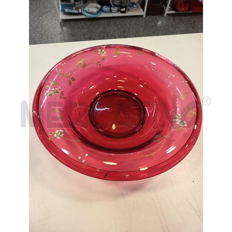 CENTROTAVOLA VETRO ROSA FIORI BIANCHI DIPINTI | Mercatino dell'Usato Roma rebibbia 1