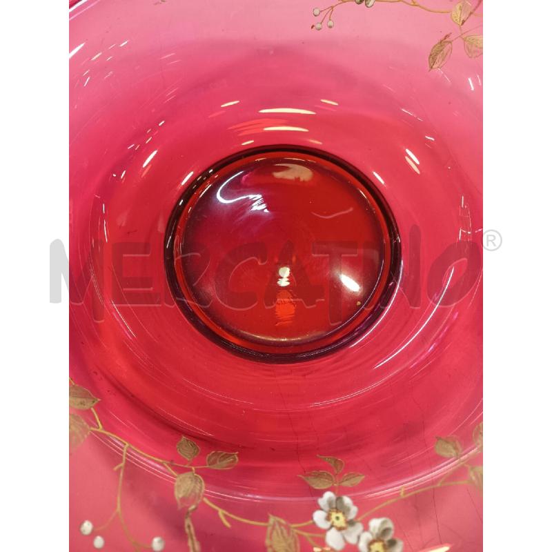 CENTROTAVOLA VETRO ROSA FIORI BIANCHI DIPINTI | Mercatino dell'Usato Roma rebibbia 3