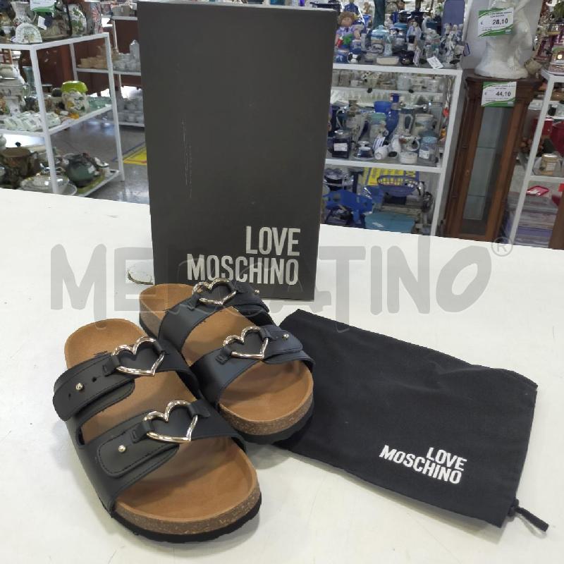 CIABATTE BIRKI LOVE MOSCHINO NERE VITELLO  | Mercatino dell'Usato Roma rebibbia 1