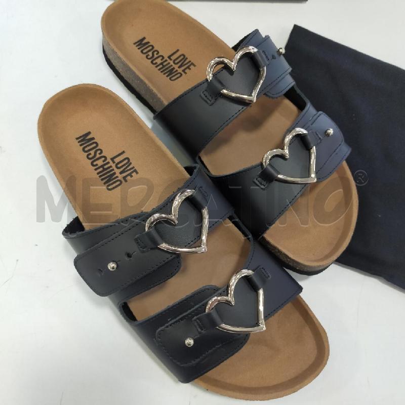 CIABATTE BIRKI LOVE MOSCHINO NERE VITELLO  | Mercatino dell'Usato Roma rebibbia 2
