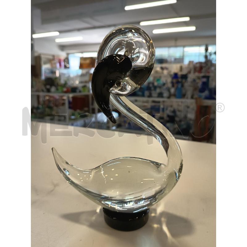 CIGNO VETRO MURANO BECCO NERO B TONDA | Mercatino dell'Usato Roma rebibbia 3