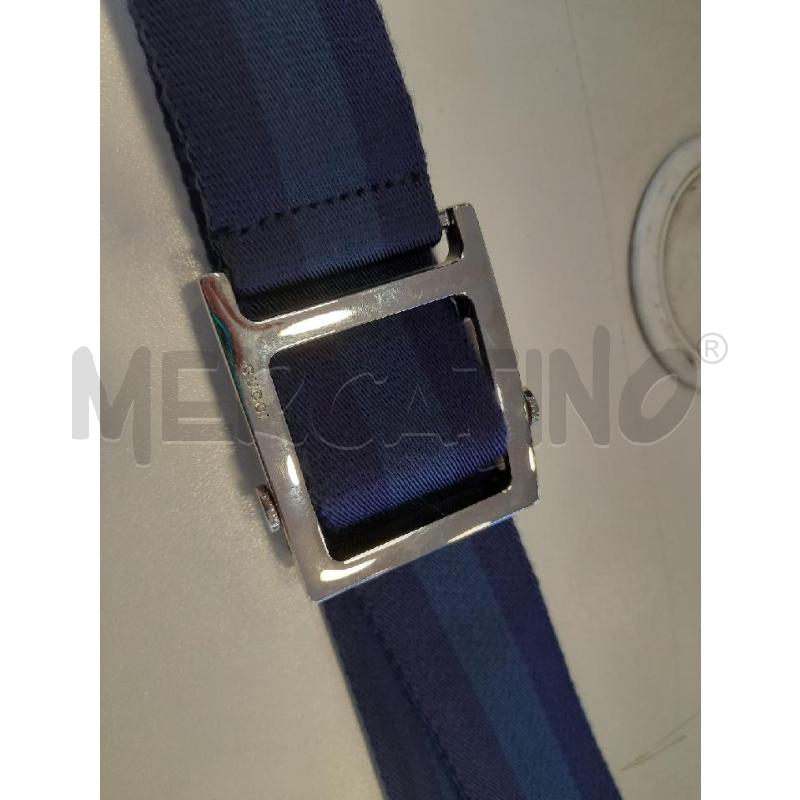 CINTURA UOMO GUCCI TESSUTO BLU/CELESTE FIB LOGATA CROMO | Mercatino dell'Usato Roma rebibbia 1