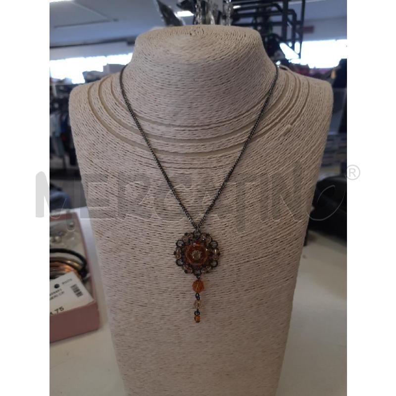 COLLANA ALESSANDRA AVALLONE PENDENTE FIORE STRASS MARRONE | Mercatino dell'Usato Roma rebibbia 1