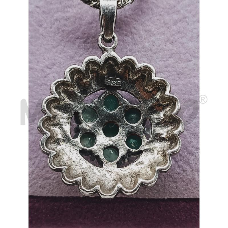 COLLANA ARG CIONDOLO FIORE PIETRE VERDI | Mercatino dell'Usato Roma rebibbia 3