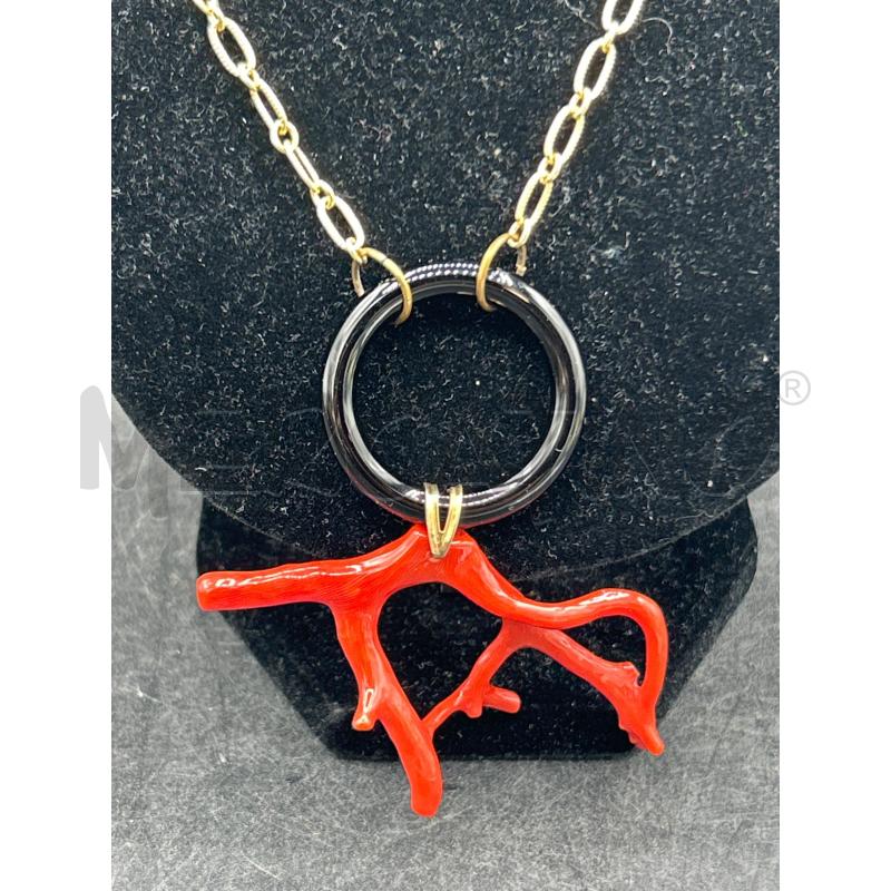 COLLANA CATENINA DORATA INSERTI ARGENTO RAMO CORALLO | Mercatino dell'Usato Roma rebibbia 2