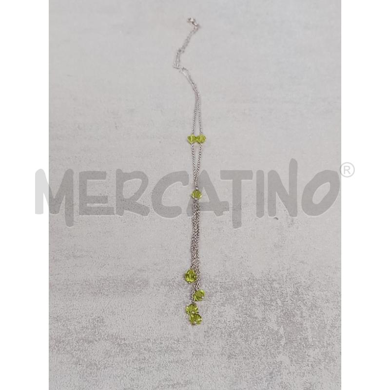 COLLANA CATENINA PEND QUATTRO FILE PIETRE VERDI | Mercatino dell'Usato Roma rebibbia 1