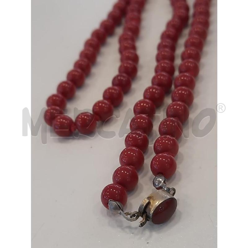 COLLANA CHIUSURA ARG800 SFERE ROSSE SCURE | Mercatino dell'Usato Roma rebibbia 1