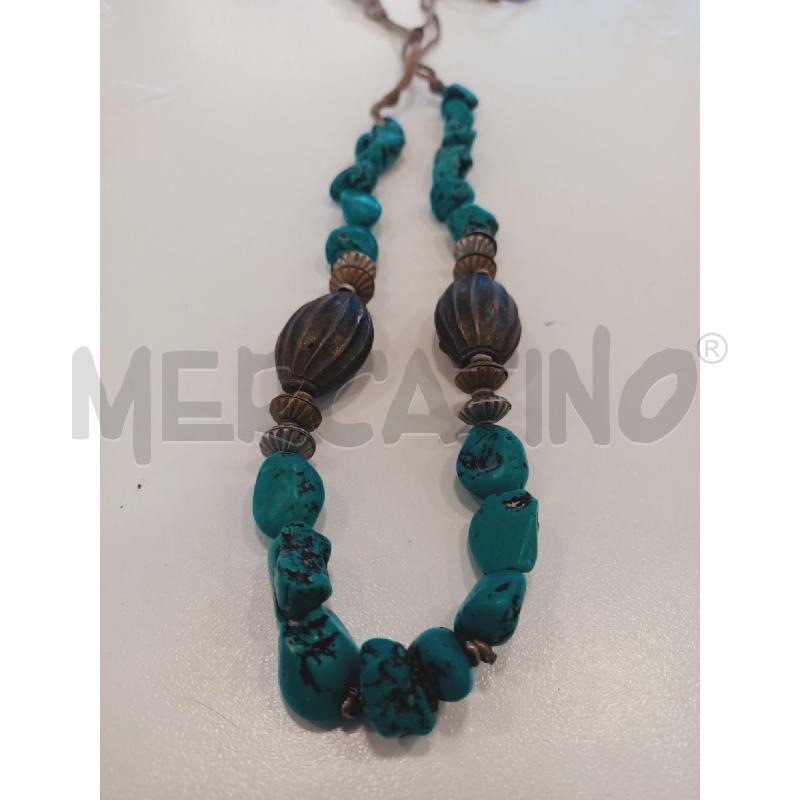 COLLANA CORDA TURCHESE INSERTI CROMO | Mercatino dell'Usato Roma rebibbia 1