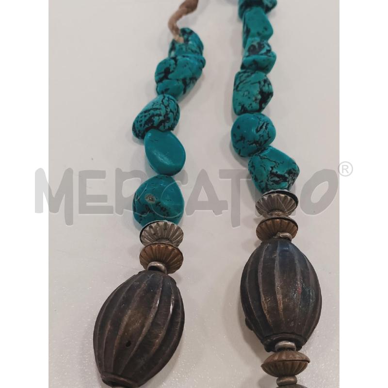 COLLANA CORDA TURCHESE INSERTI CROMO | Mercatino dell'Usato Roma rebibbia 2