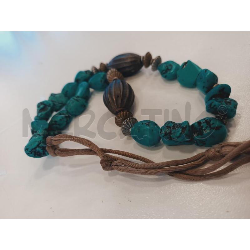COLLANA CORDA TURCHESE INSERTI CROMO | Mercatino dell'Usato Roma rebibbia 3