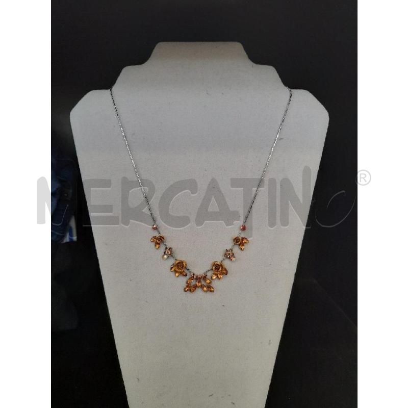 COLLANA CROMO PENDENTE FIORE ARANCIONE | Mercatino dell'Usato Roma rebibbia 1