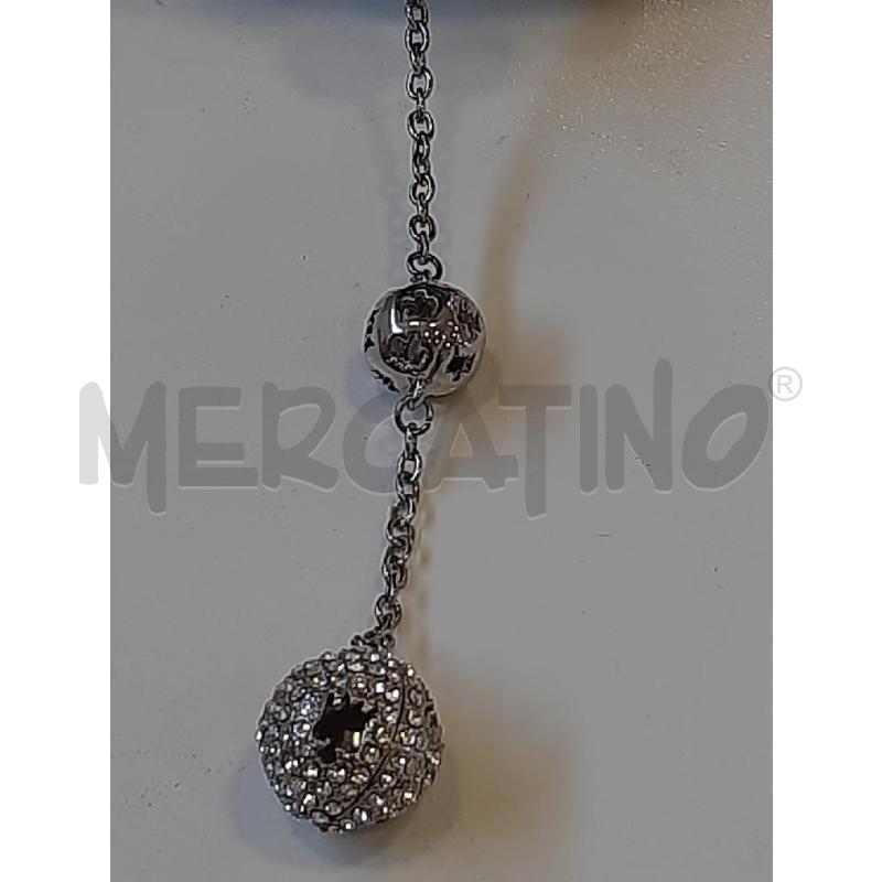 COLLANA CROMO SONAGLIO PENDENTE SFERE CROMO STRASS | Mercatino dell'Usato Roma rebibbia 2