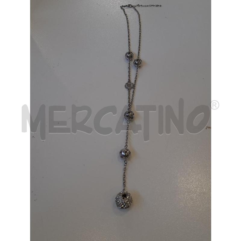 COLLANA CROMO SONAGLIO PENDENTE SFERE CROMO STRASS | Mercatino dell'Usato Roma rebibbia 3