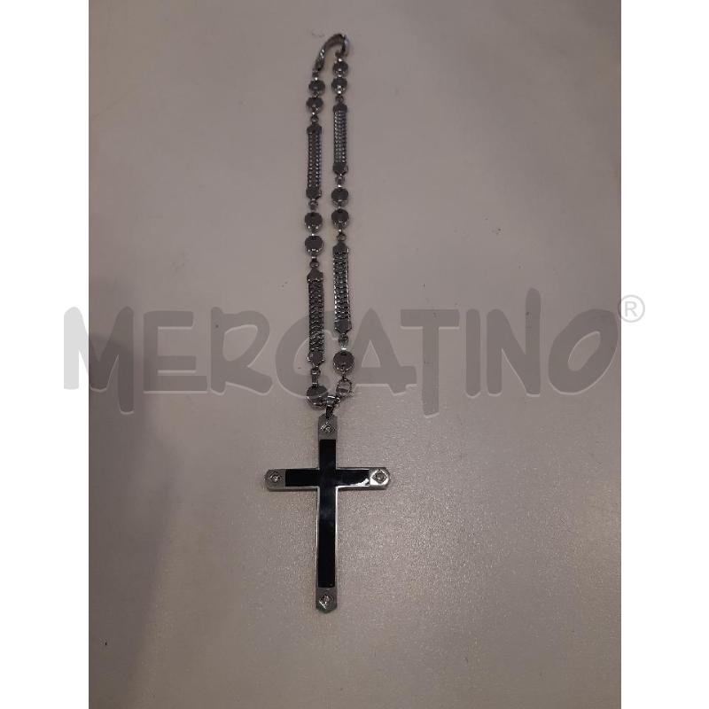 COLLANA CROMO UOMO PENDENTE CROCIFISSO  | Mercatino dell'Usato Roma rebibbia 2