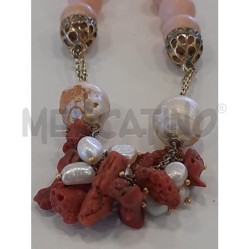 COLLANA DA RIV SFERE CIPRIA CENTRALE PERLE BAROCCHE/CORALLO CATENINA DORATA  | Mercatino dell'Usato Roma rebibbia 3