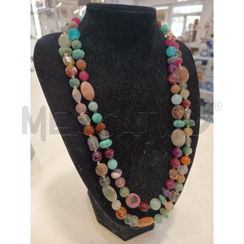 COLLANA FILO DOPPIO PIETRE COLORATE CHIUSURA ANGELO | Mercatino dell'Usato Roma rebibbia 2