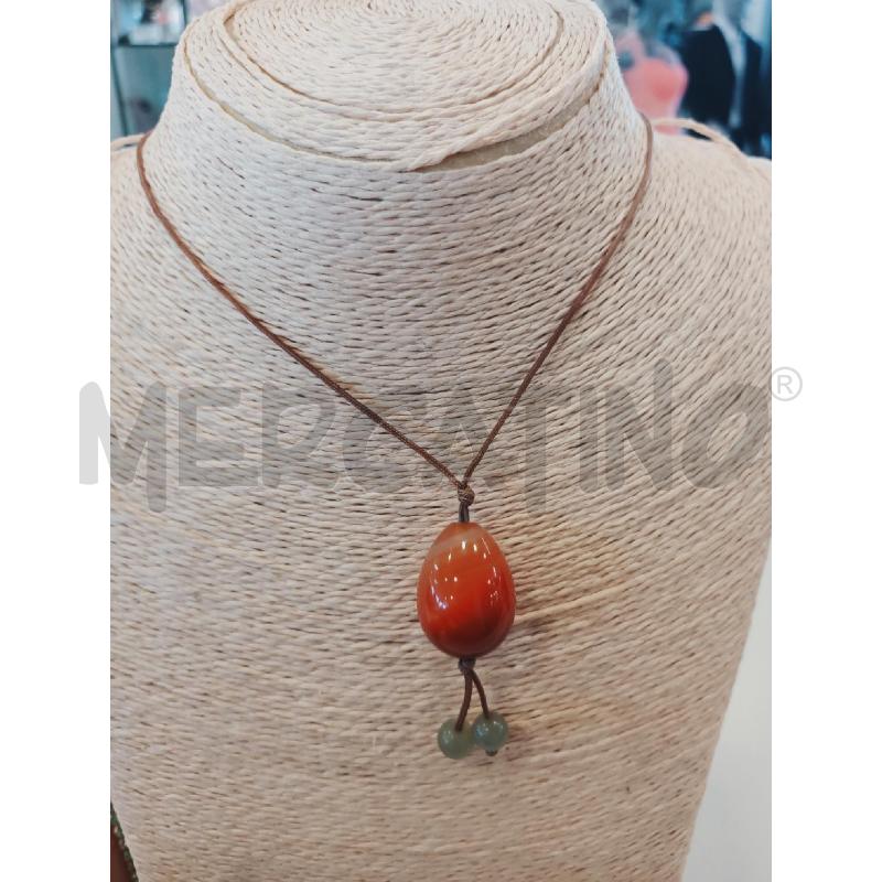 COLLANA FILO PENDENTE PIETRA MAR FORMA OLIVA  | Mercatino dell'Usato Roma rebibbia 1