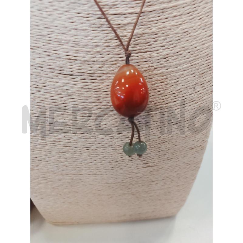 COLLANA FILO PENDENTE PIETRA MAR FORMA OLIVA  | Mercatino dell'Usato Roma rebibbia 2
