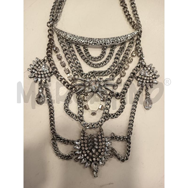 COLLANA FIORELLA RUBINO CATENE PIETRE EFFETTO MARTELLATA MULTI FILO  | Mercatino dell'Usato Roma rebibbia 2