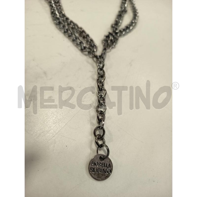 COLLANA FIORELLA RUBINO CATENE PIETRE EFFETTO MARTELLATA MULTI FILO  | Mercatino dell'Usato Roma rebibbia 3