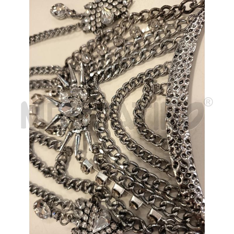 COLLANA FIORELLA RUBINO CATENE PIETRE EFFETTO MARTELLATA MULTI FILO  | Mercatino dell'Usato Roma rebibbia 4