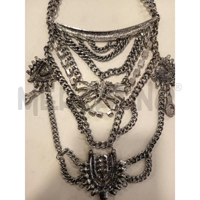 COLLANA FIORELLA RUBINO CATENE PIETRE EFFETTO MARTELLATA MULTI FILO  | Mercatino dell'Usato Roma rebibbia 5