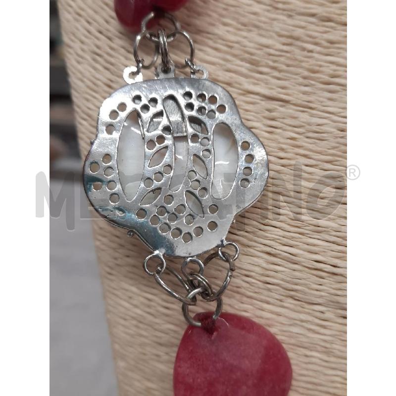 COLLANA GIADA RUBELLITE SFACCETTATA FORMA CUORE CHIUSURA FIORE T MADRE PERLA  | Mercatino dell'Usato Roma rebibbia 3