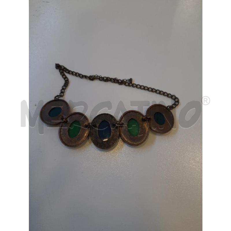 COLLANA GIROCOLLO CERCHI CROMO PIETRA VERDE | Mercatino dell'Usato Roma rebibbia 3