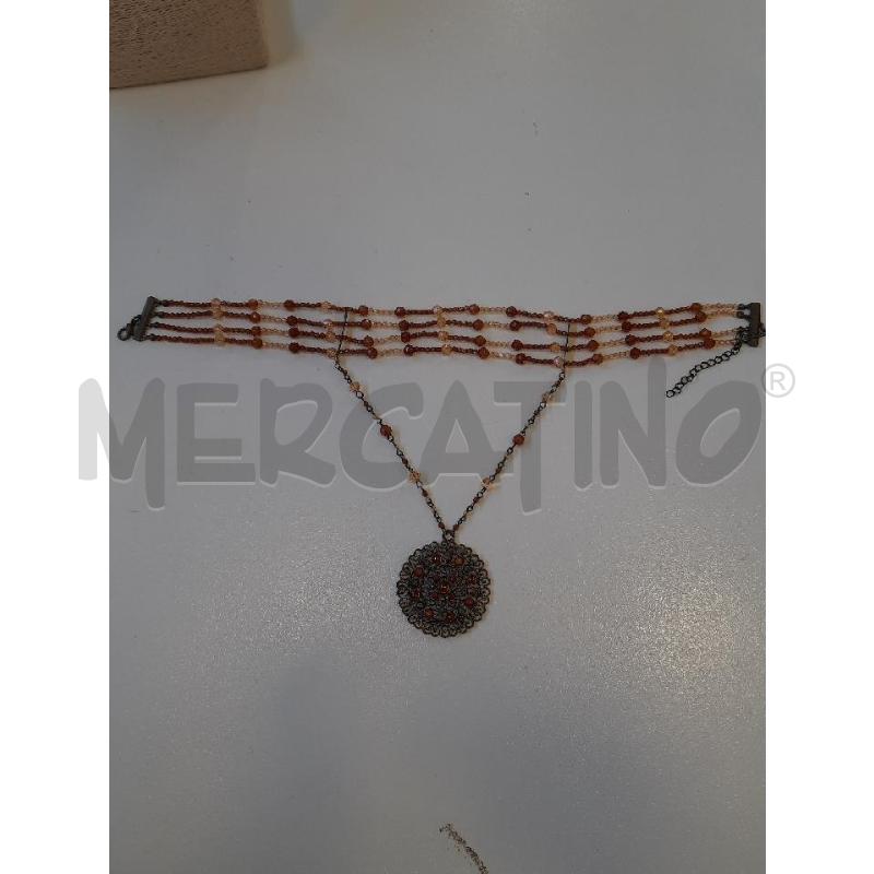 COLLANA GIROCOLLO MULIFILO PENDENTE FOPRE CROMO STRASS | Mercatino dell'Usato Roma rebibbia 2