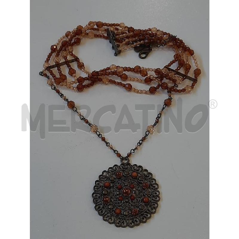 COLLANA GIROCOLLO MULIFILO PENDENTE FOPRE CROMO STRASS | Mercatino dell'Usato Roma rebibbia 3